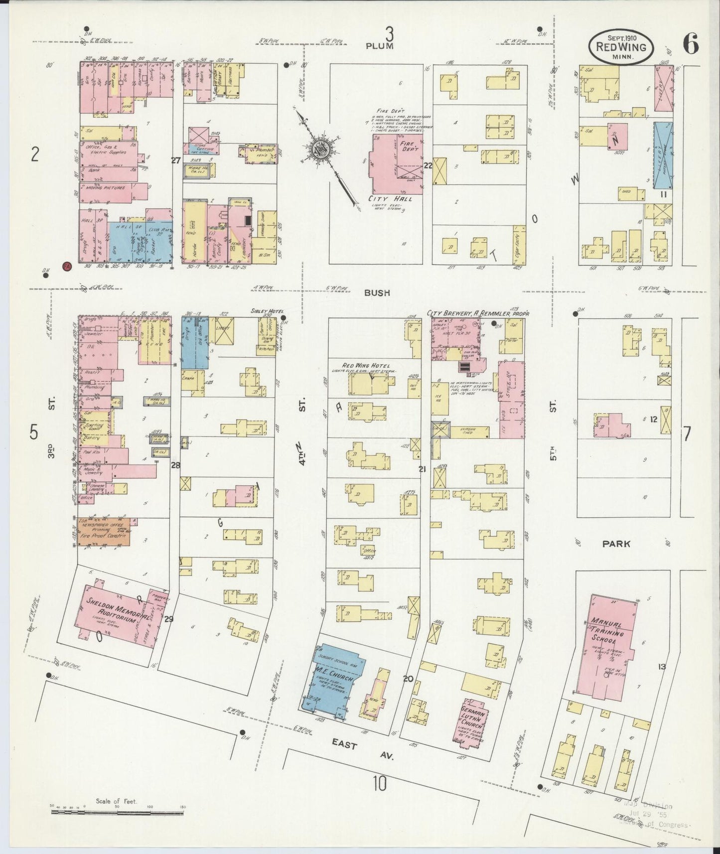 Sanborn Fire Insurance Map from Red Wing, Goodhue County, Minnesota (1910), Sheet #0006 - Complete Map Set gallery image, historic Sanborn map, vintage wall art, Minnesota Minnesota
