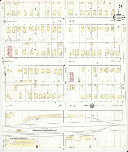 Sanborn Fire Insurance Map from Oelwein, Fayette County, Iowa (1914), Sheet #0009 - Historic Sanborn Fire Insurance Map Print