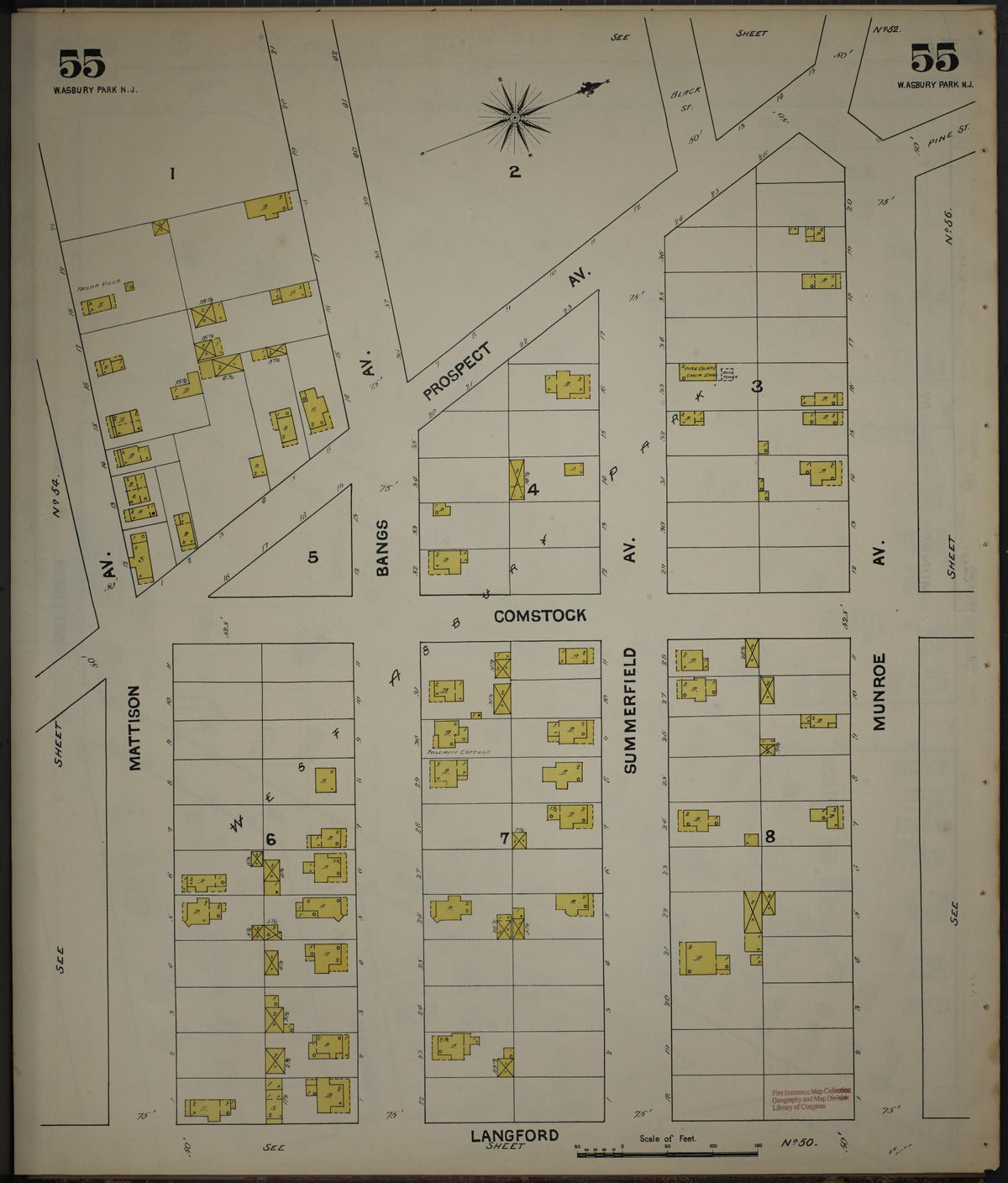 Sanborn Fire Insurance Map from New Jersey Coast, New Jersey Coast, New Jersey (1890), Sheet #0055 - Historic Sanborn Fire Insurance Map Print, vintage old map wall art, antique decor, genealogy gift, New Jersey Coast New Jersey map