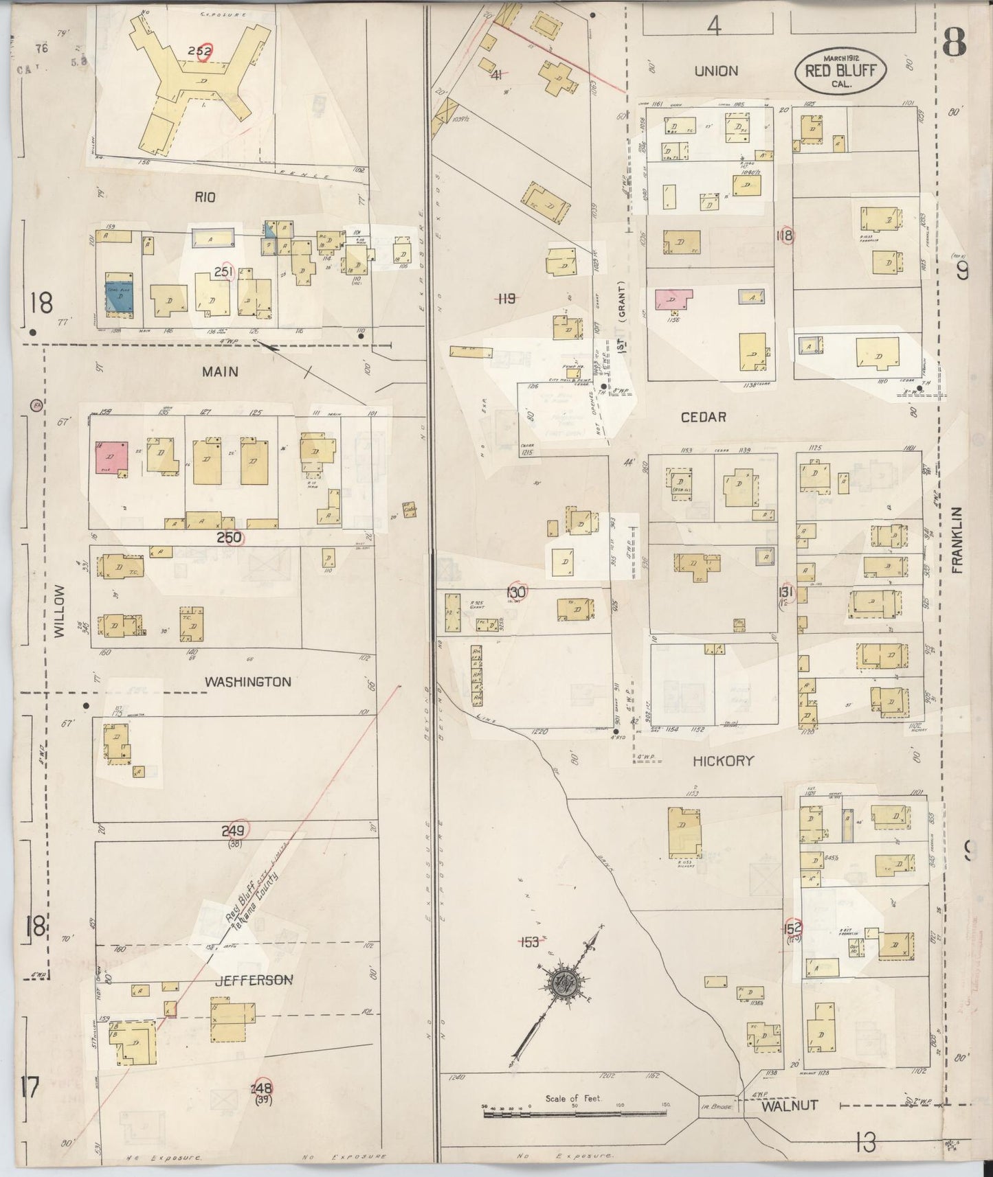 Sanborn Fire Insurance Map from Red Bluff, Tehama County, California (1949), Sheet #0008 - Complete Map Set gallery image, historic Sanborn map, vintage wall art, California California