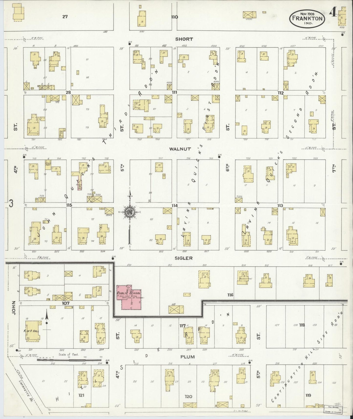 Sanborn Fire Insurance Map from Frankton, Madison County, Indiana (1909), Sheet #0004 - Complete Map Set gallery image, historic Sanborn map, vintage wall art, Indiana Indiana