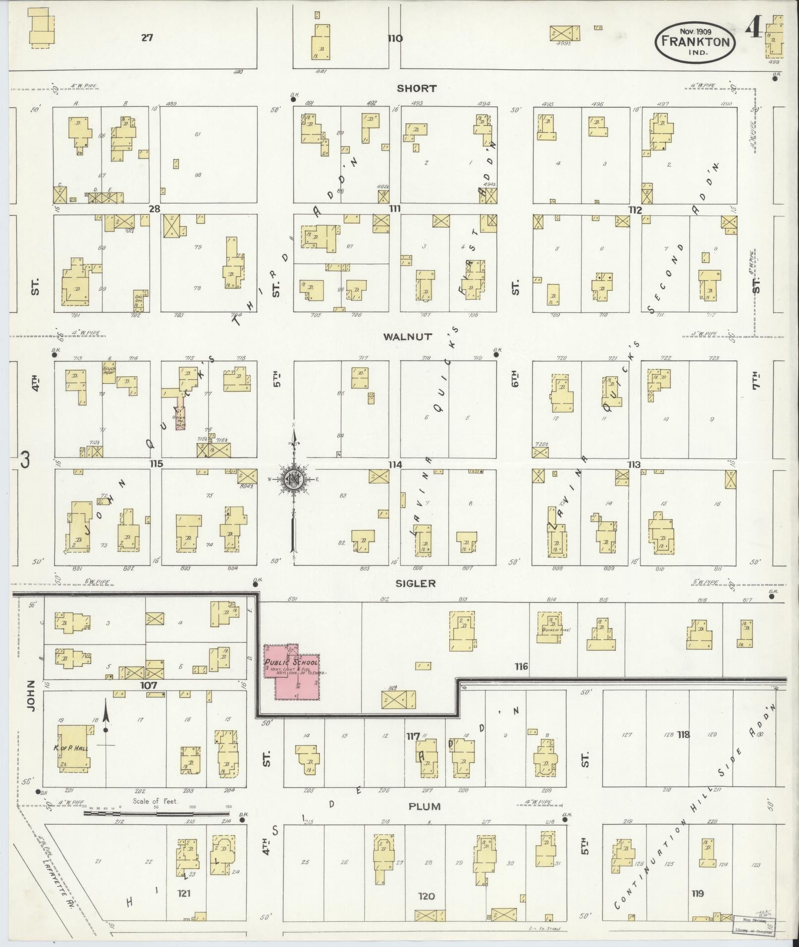 Sanborn Fire Insurance Map from Frankton, Madison County, Indiana (1909), Sheet #0004 - Complete Map Set gallery image, historic Sanborn map, vintage wall art, Indiana Indiana
