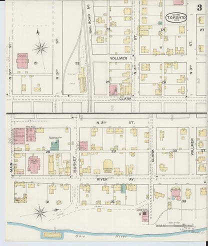 Sanborn Fire Insurance Map from Toronto, Jefferson County, Ohio (1892), Sheet #0003 - Complete Map Set gallery image, historic Sanborn map, vintage wall art, Ohio Ohio