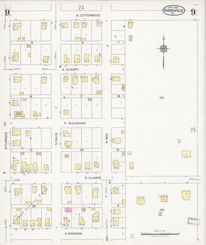 Sanborn Fire Insurance Map from Kirksville, Adair County, Missouri (1925), Sheet #0009 - Complete Map Set gallery image, historic Sanborn map, vintage wall art, Missouri Missouri