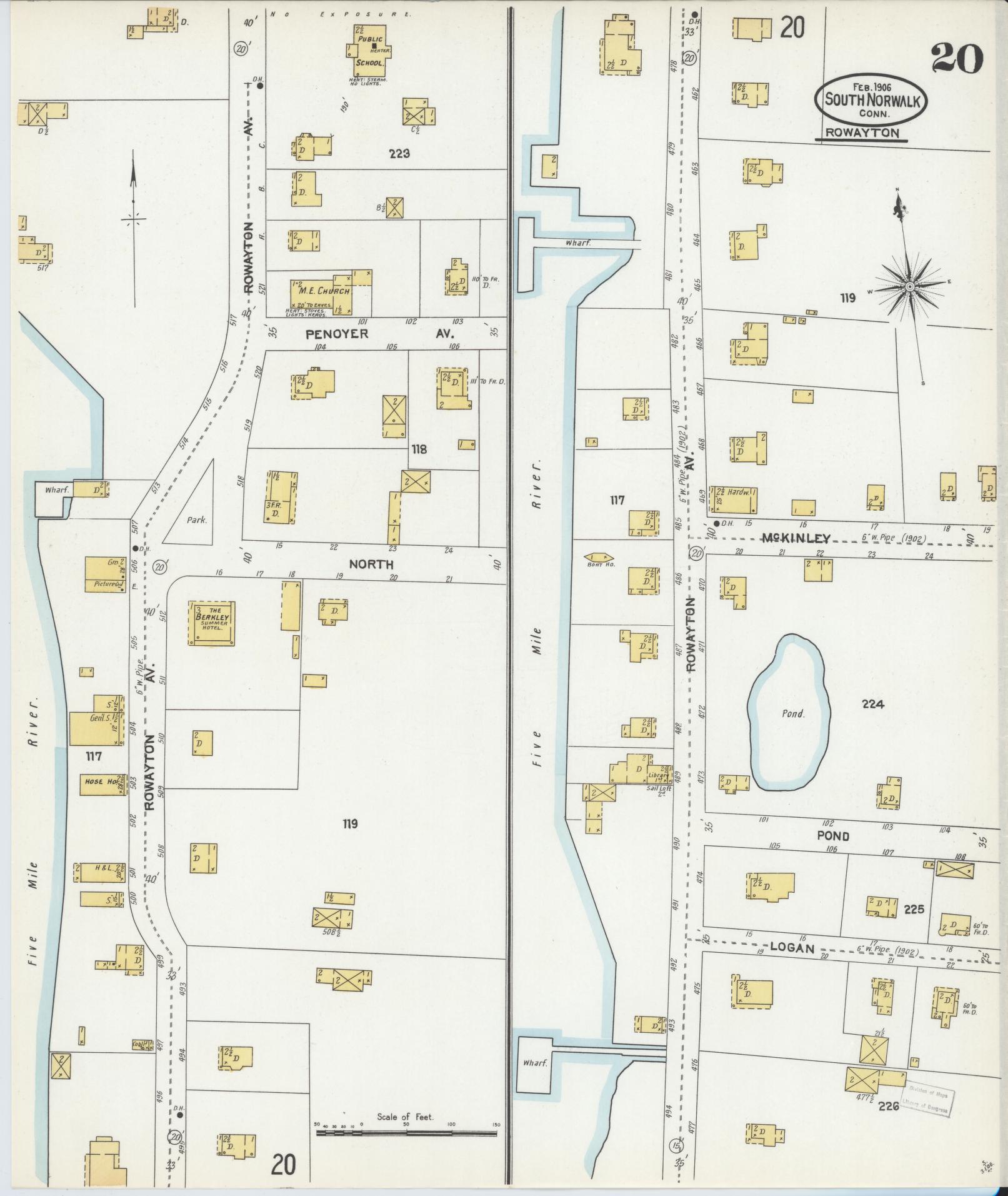 Sanborn Fire Insurance Map from South Norwalk, Fairfield County, Connecticut (1906), Sheet #0020 - Complete Map Set gallery image, historic Sanborn map, vintage wall art, Connecticut Connecticut
