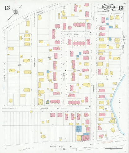 Sanborn Fire Insurance Map from Fairfield, Fairfield County, Connecticut (1930), Sheet #0013 - Complete Map Set gallery image, historic Sanborn map, vintage wall art, Connecticut Connecticut