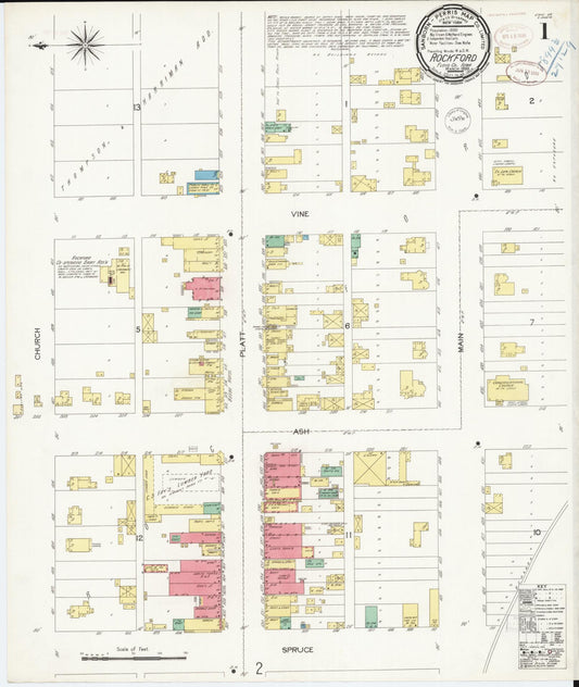 Sanborn Fire Insurance Map from Rockford, Floyd County, Iowa (1899), Sheet #0001 - Historic Sanborn Fire Insurance Map Print, vintage old map wall art