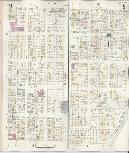 Sanborn Fire Insurance Map from Borger, Hutchinson County, Texas (1950), Sheet #0009 - Historic Sanborn Fire Insurance Map Print, vintage old map wall art, antique decor, genealogy gift, Texas Texas map