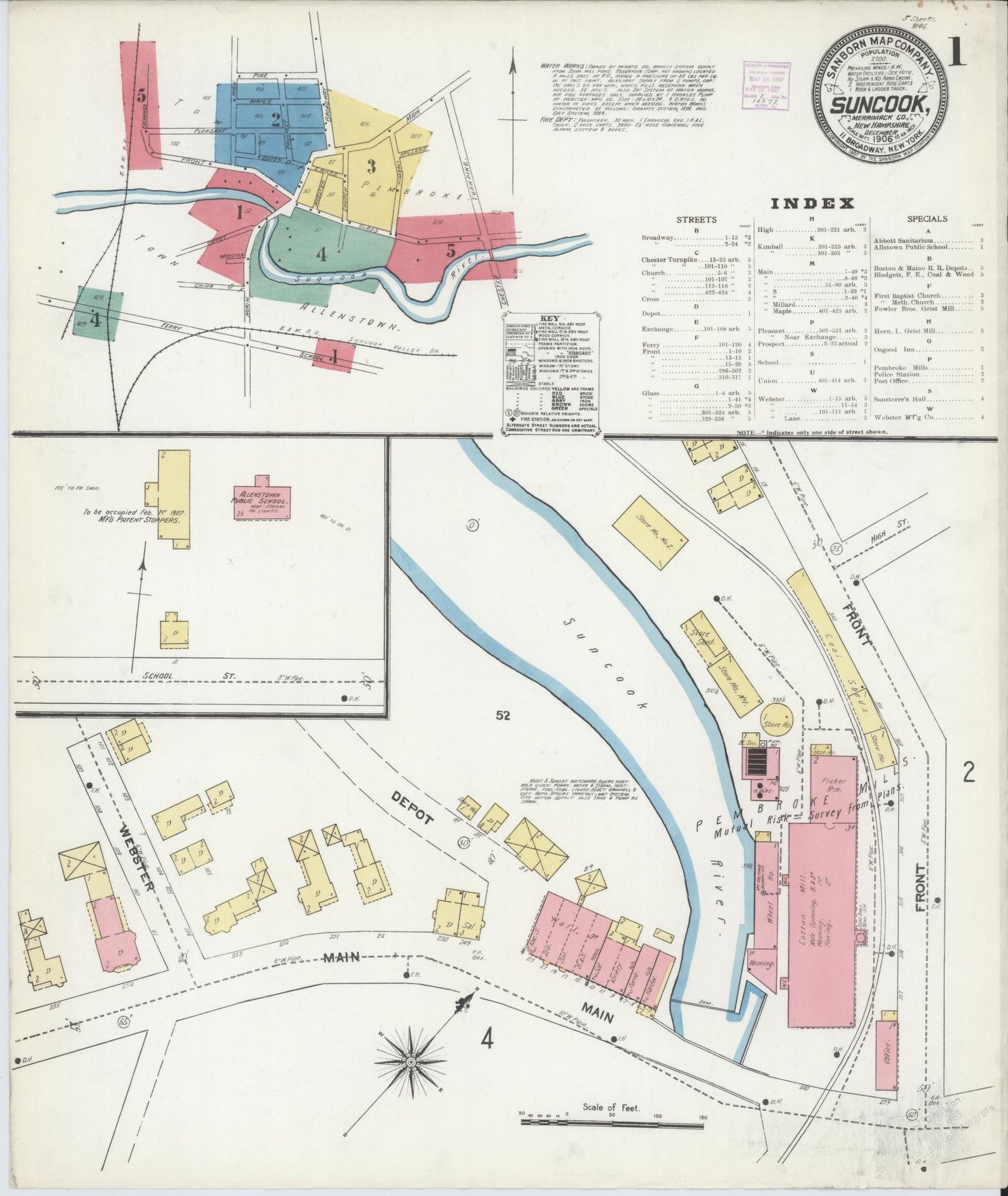 Sanborn Fire Insurance Map from Suncook, Merrimack County, New Hampshire. (1906) – Historic Sanborn Fire Insurance Map Print