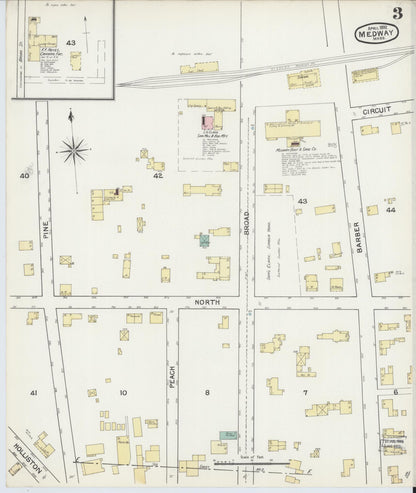 Sanborn Fire Insurance Map from Medway, Norfolk County, Massachusetts (1892), Sheet #0003 - Complete Map Set gallery image, historic Sanborn map, vintage wall art, Massachusetts Massachusetts