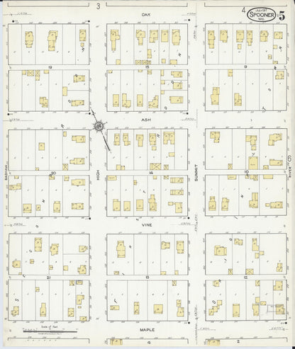 Sanborn Fire Insurance Map from Spooner, Washburn County, Wisconsin (1917), Sheet #0005 - Historic Sanborn Fire Insurance Map Print, vintage old map wall art, antique decor, genealogy gift, Wisconsin Wisconsin map