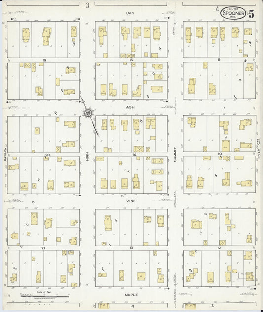 Sanborn Fire Insurance Map from Spooner, Washburn County, Wisconsin (1917), Sheet #0005 - Historic Sanborn Fire Insurance Map Print, vintage old map wall art, antique decor, genealogy gift, Wisconsin Wisconsin map