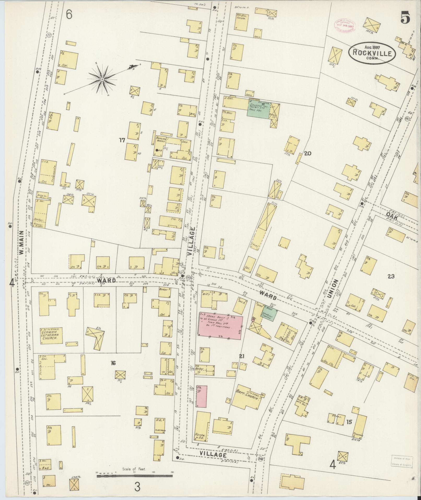 Sanborn Fire Insurance Map from Rockville, Tolland County, Connecticut (1897), Sheet #0005 - Complete Map Set gallery image, historic Sanborn map, vintage wall art, Connecticut Connecticut