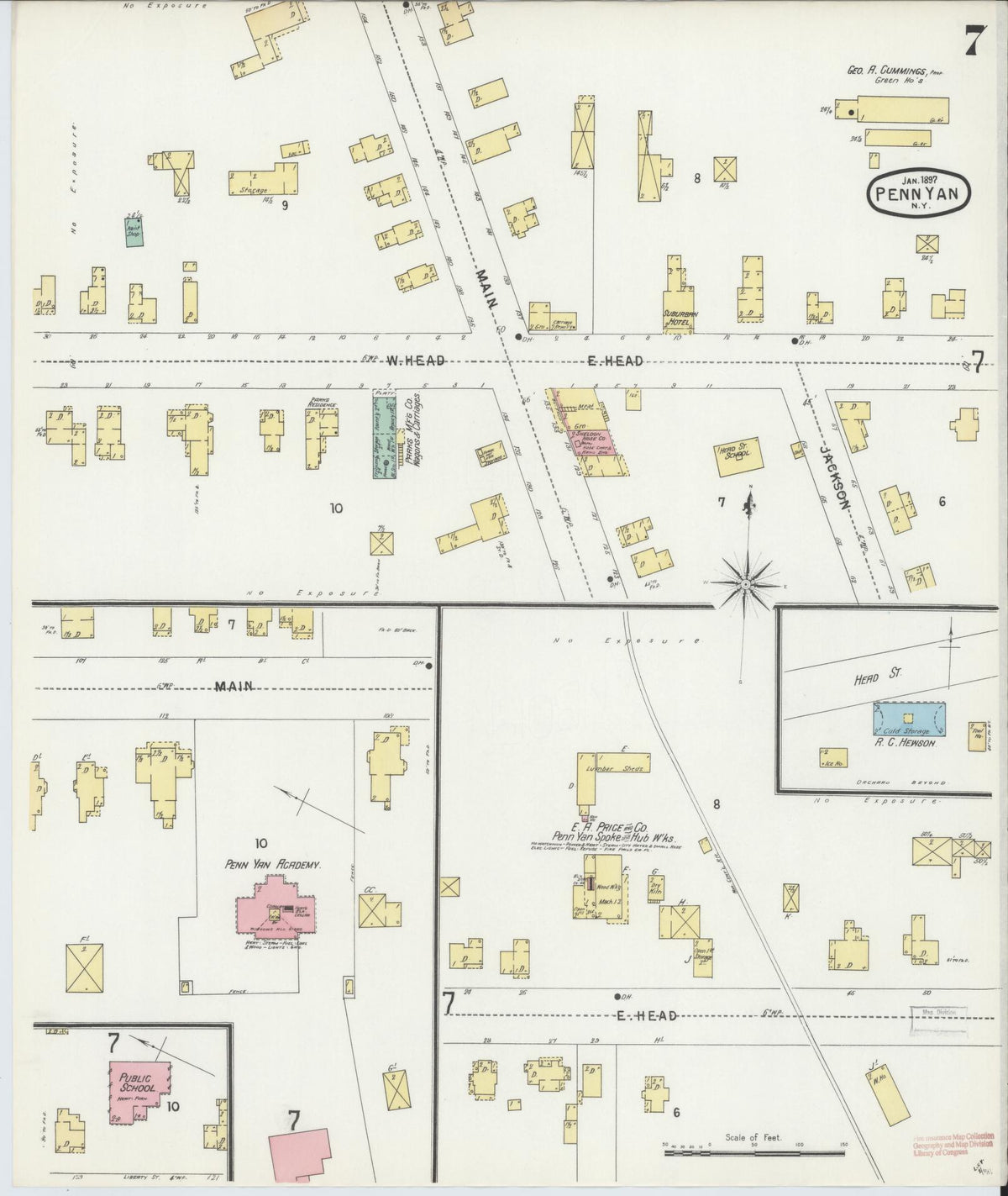 Sanborn Fire Insurance Map from Penn Yan, Yates County, New York (1897), Sheet #0007 - Complete Map Set gallery image, historic Sanborn map, vintage wall art, New York New York