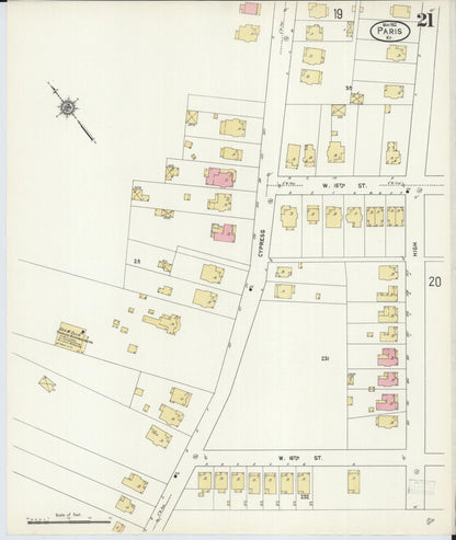 Sanborn Fire Insurance Map from Paris, Bourbon County, Kentucky (1912), Sheet #0021 - Complete Map Set gallery image, historic Sanborn map, vintage wall art, Kentucky Kentucky