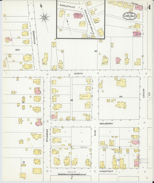 Sanborn Fire Insurance Map from Carlisle, Nicholas County, Kentucky (1909), Sheet #0004 - Historic Sanborn Fire Insurance Map Print, vintage old map wall art, antique decor, genealogy gift, Kentucky Kentucky map