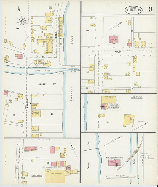 Sanborn Fire Insurance Map from Middletown, Dauphin County, Pennsylvania (1902), Sheet #0009 - Historic Sanborn Fire Insurance Map Print, vintage old map wall art, antique decor, genealogy gift, Pennsylvania Pennsylvania map