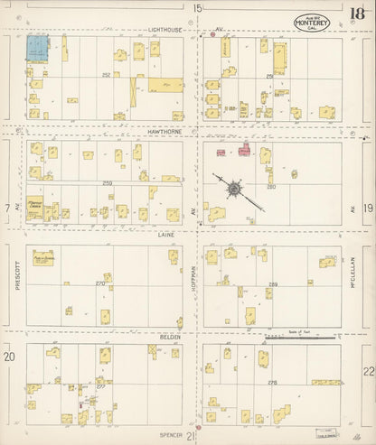 Sanborn Fire Insurance Map from Monterey, Monterey County, California (1912), Sheet #0018 - Complete Map Set gallery image, historic Sanborn map, vintage wall art, California California