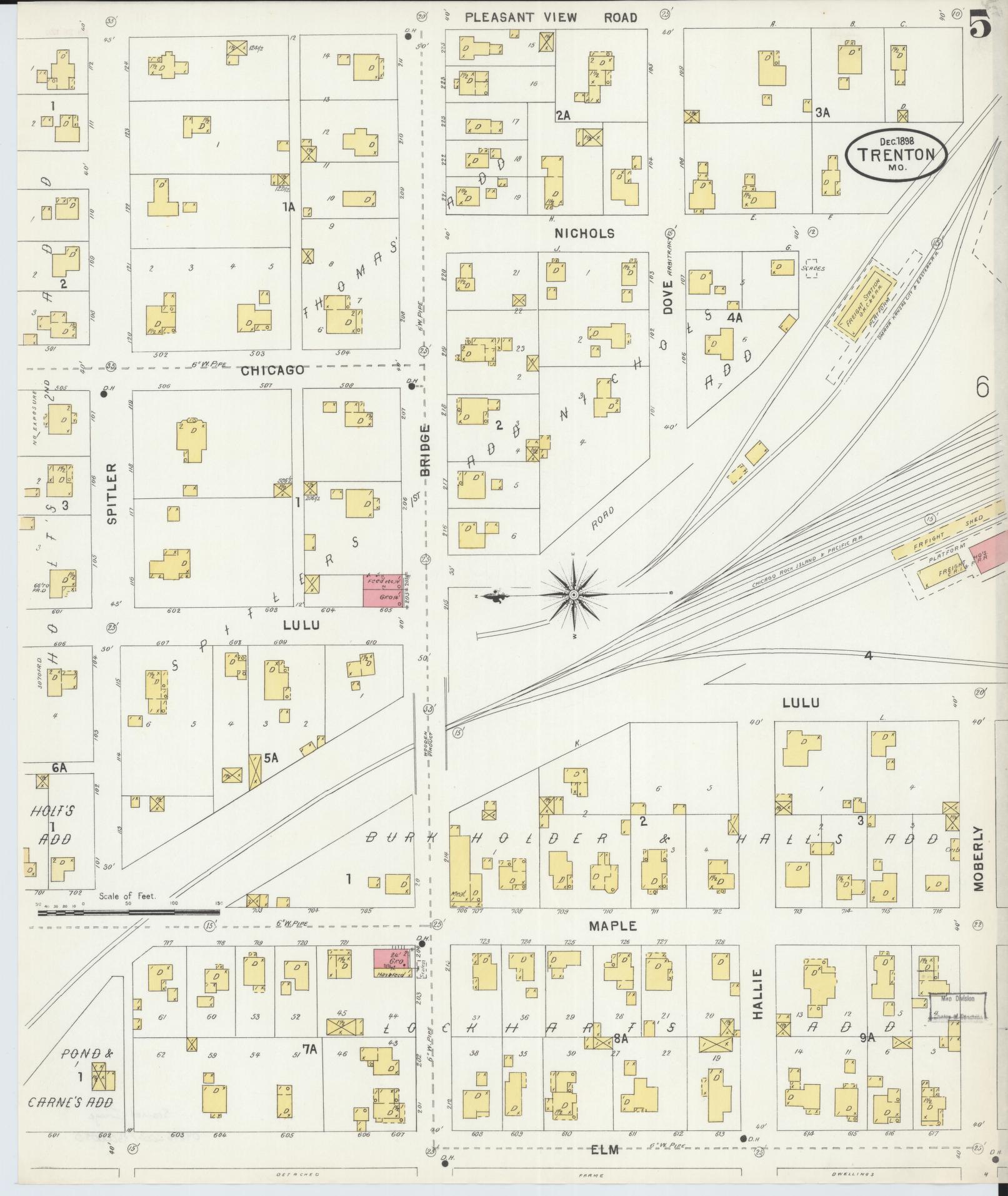 Sanborn Fire Insurance Map from Trenton, Grundy County, Missouri (1898), Sheet #0005 - Complete Map Set gallery image, historic Sanborn map, vintage wall art, Missouri Missouri