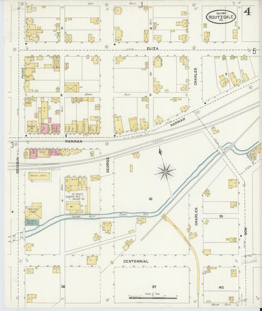 Sanborn Fire Insurance Map from Houtzdale, Clearfield County, Pennsylvania (1904), Sheet #0004 - Historic Sanborn Fire Insurance Map Print, vintage old map wall art, antique decor, genealogy gift, Pennsylvania Pennsylvania map