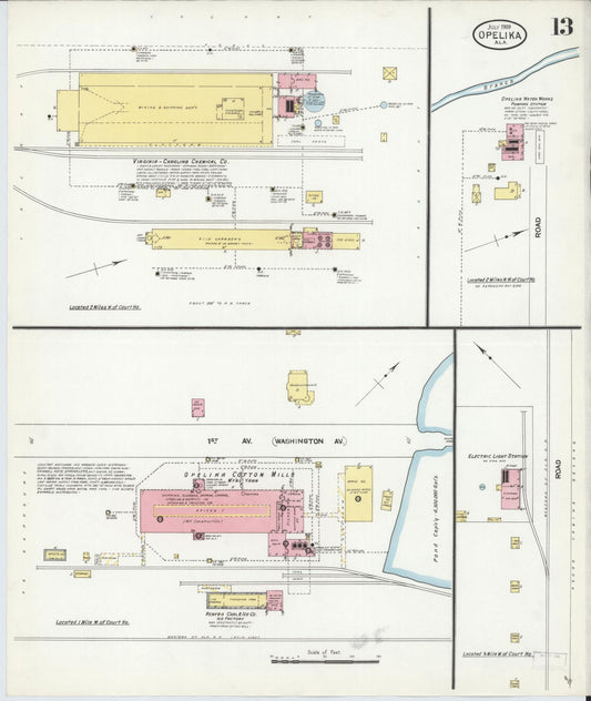 Sanborn Fire Insurance Map from Opelika, Lee County, Alabama (1909), Sheet #0013 - Historic Sanborn Fire Insurance Map Print, vintage old map wall art, antique decor, genealogy gift, Alabama Alabama map