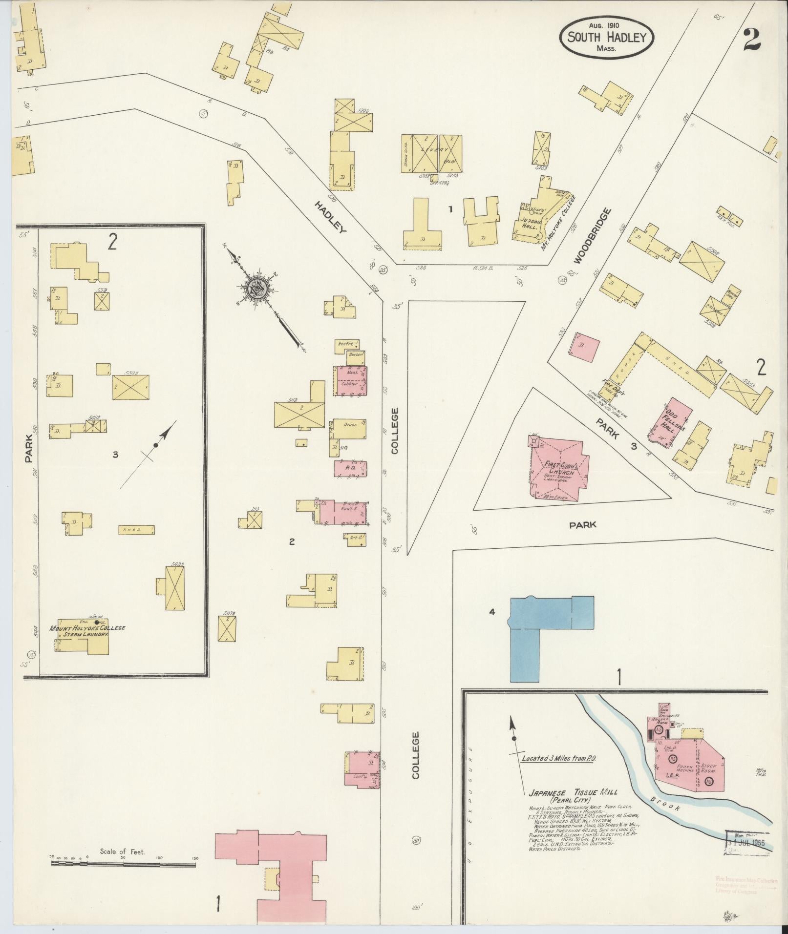 Sanborn Fire Insurance Map from South Hadley, Hampshire County, Massachusetts (1910), Sheet #0002 - Complete Map Set gallery image, historic Sanborn map, vintage wall art, Massachusetts Massachusetts