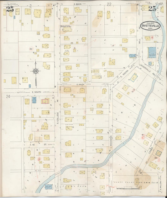 Sanborn Fire Insurance Map from Fayetteville, Washington County, Arkansas (1948), Sheet #0025 - Historic Sanborn Fire Insurance Map Print, vintage old map wall art, antique decor, genealogy gift, Arkansas Arkansas map