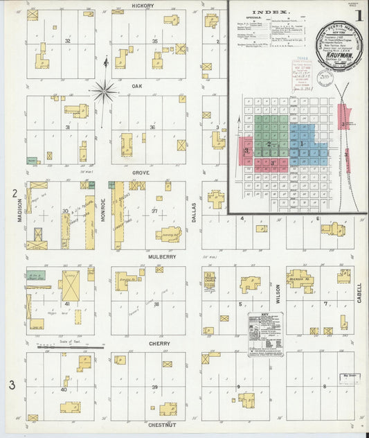 Sanborn Fire Insurance Map from Kaufman, Kaufman County, Texas (1900), Sheet #0001 - Complete Map Set gallery image, historic Sanborn map, vintage wall art, Texas Texas