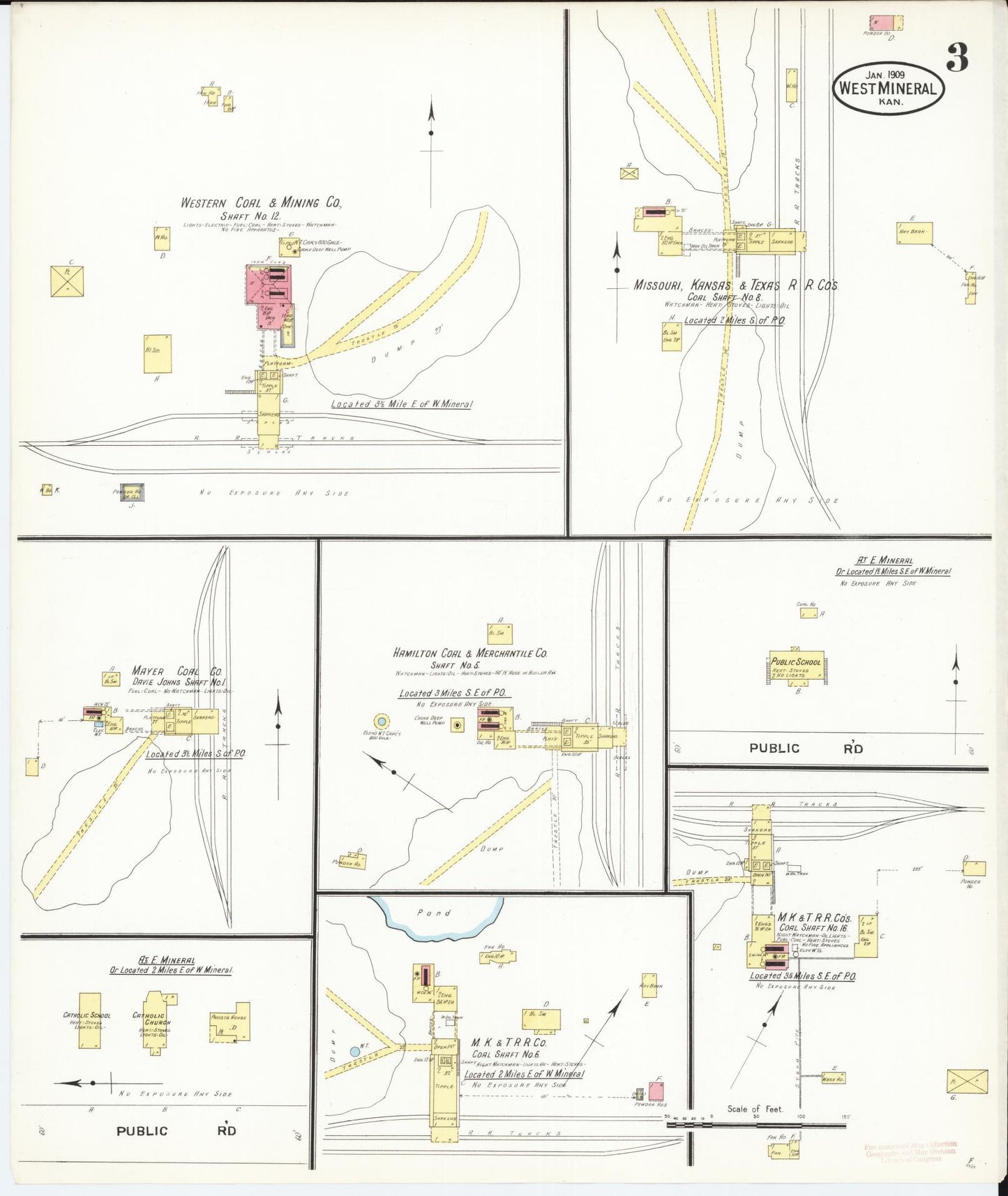 Sanborn Fire Insurance Map from West Mineral, Cherokee County, Kansas (1909), Sheet #0003 - Complete Map Set gallery image, historic Sanborn map, vintage wall art, Kansas Kansas