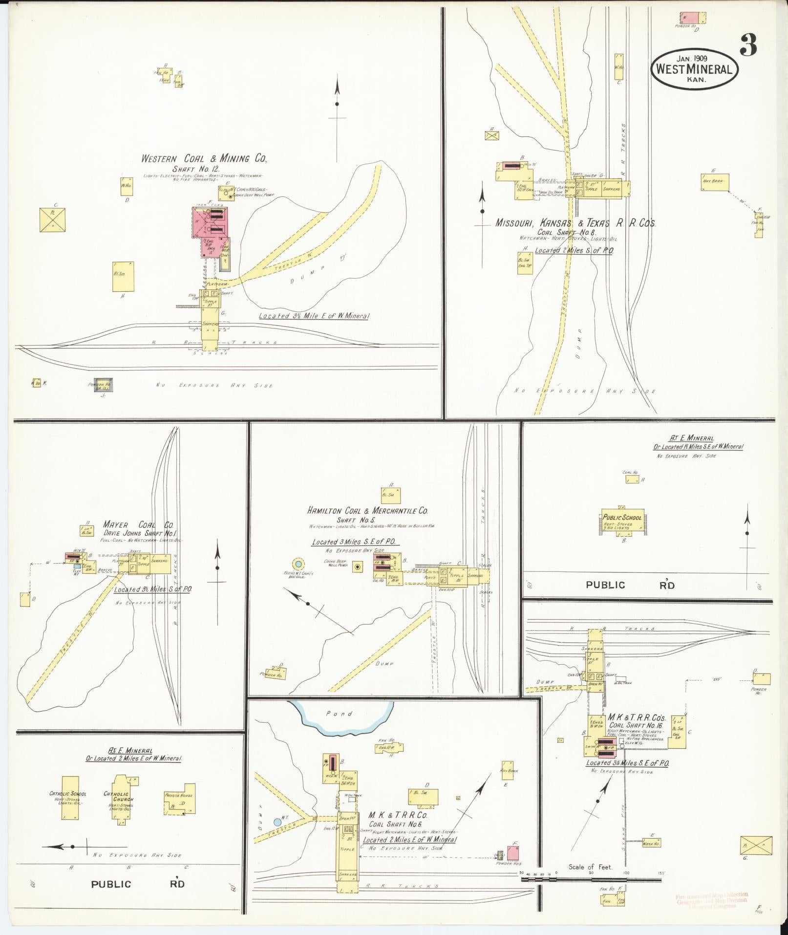 Sanborn Fire Insurance Map from West Mineral, Cherokee County, Kansas (1909), Sheet #0003 - Complete Map Set gallery image, historic Sanborn map, vintage wall art, Kansas Kansas