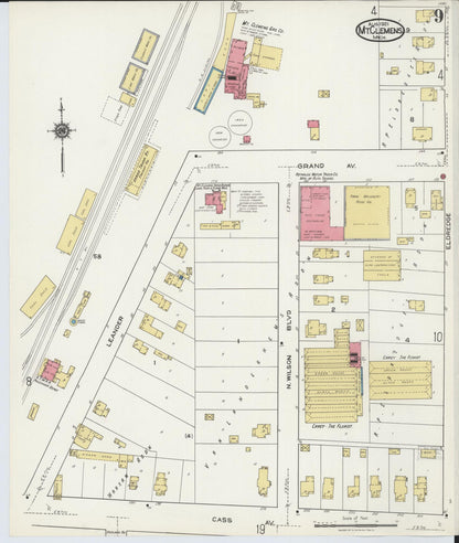 Sanborn Fire Insurance Map from Mount Clemens, Macomb County, Michigan (1921), Sheet #0009 - Historic Sanborn Fire Insurance Map Print, vintage old map wall art, antique decor, genealogy gift, Michigan Michigan map