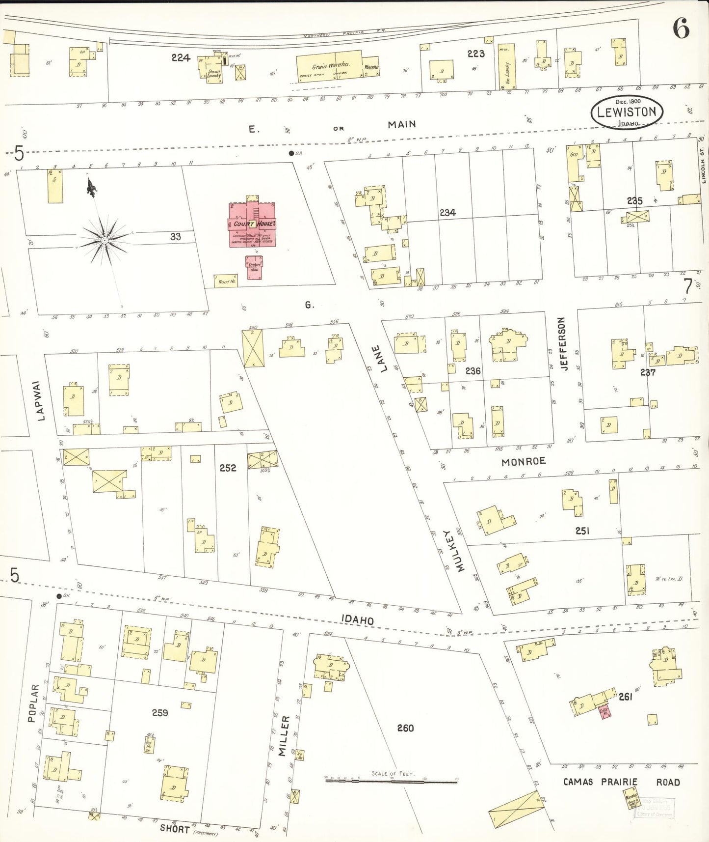 Sanborn Fire Insurance Map from Lewiston, Nez Perce County, Idaho (1900), Sheet #0006 - Complete Map Set gallery image, historic Sanborn map, vintage wall art, Idaho Idaho