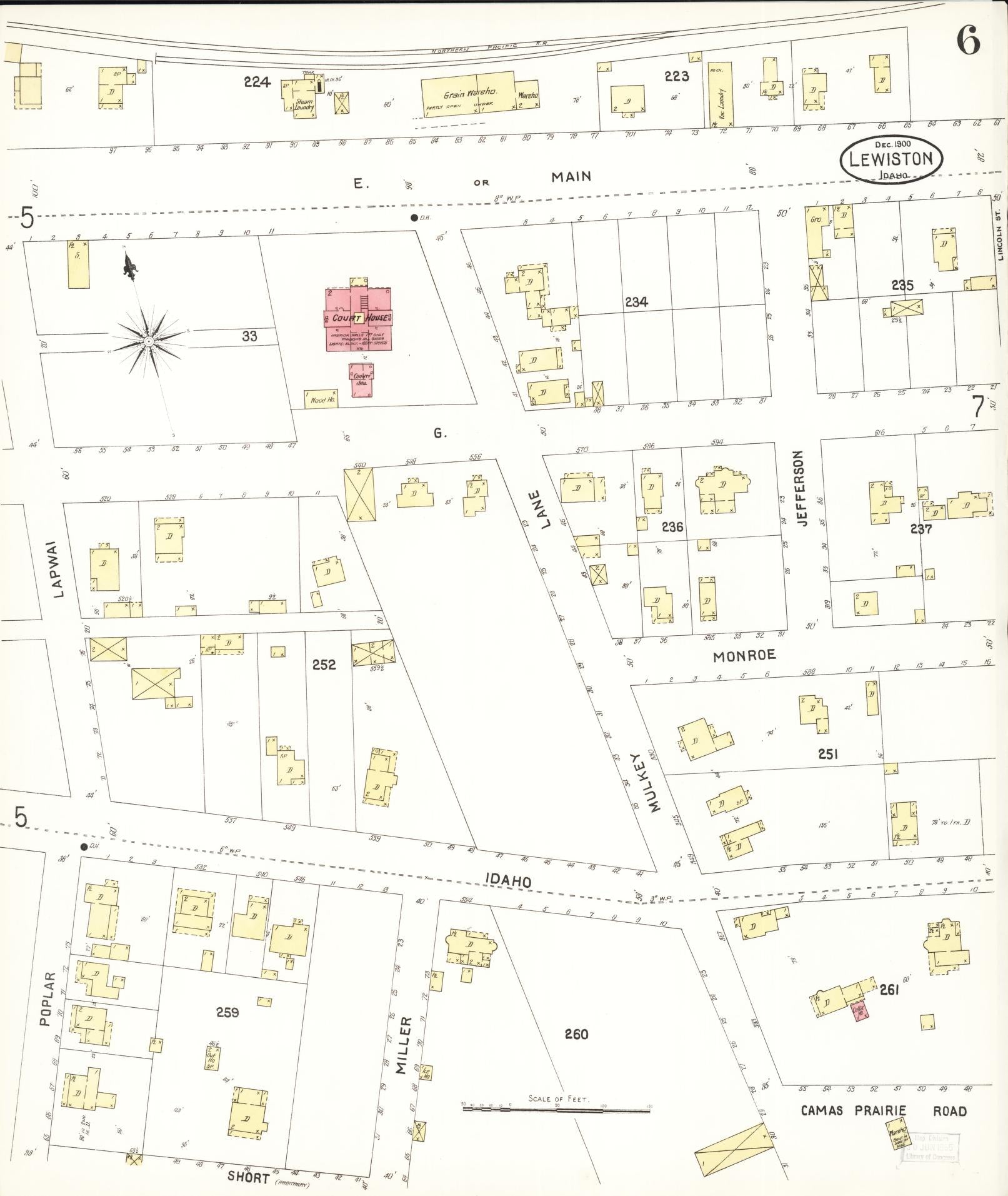 Sanborn Fire Insurance Map from Lewiston, Nez Perce County, Idaho (1900), Sheet #0006 - Complete Map Set gallery image, historic Sanborn map, vintage wall art, Idaho Idaho