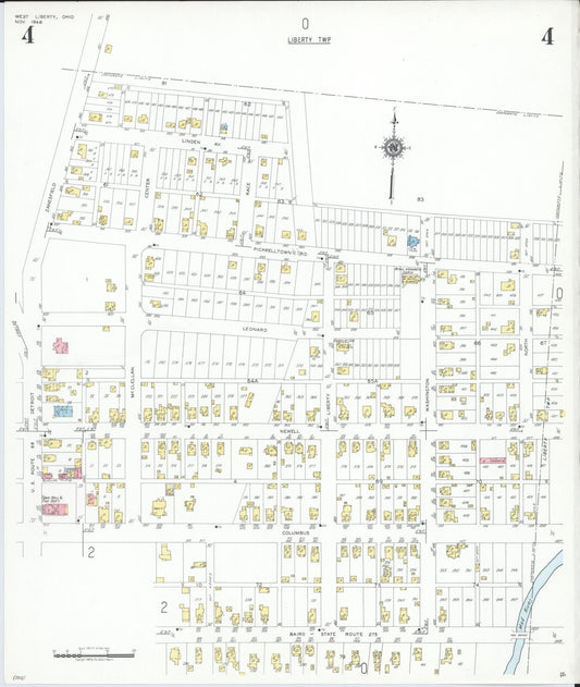 Sanborn Fire Insurance Map from West Liberty, Logan County, Ohio (1948), Sheet #0004 - Historic Sanborn Fire Insurance Map Print, vintage old map wall art, antique decor, genealogy gift, Ohio Ohio map