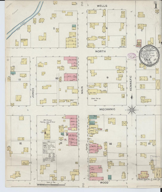 Sanborn Fire Insurance Map from Yale, Saint Clair County, Michigan (1893), Sheet #0001 - Historic Sanborn Fire Insurance Map Print, vintage old map wall art, antique decor, genealogy gift, Michigan Michigan map