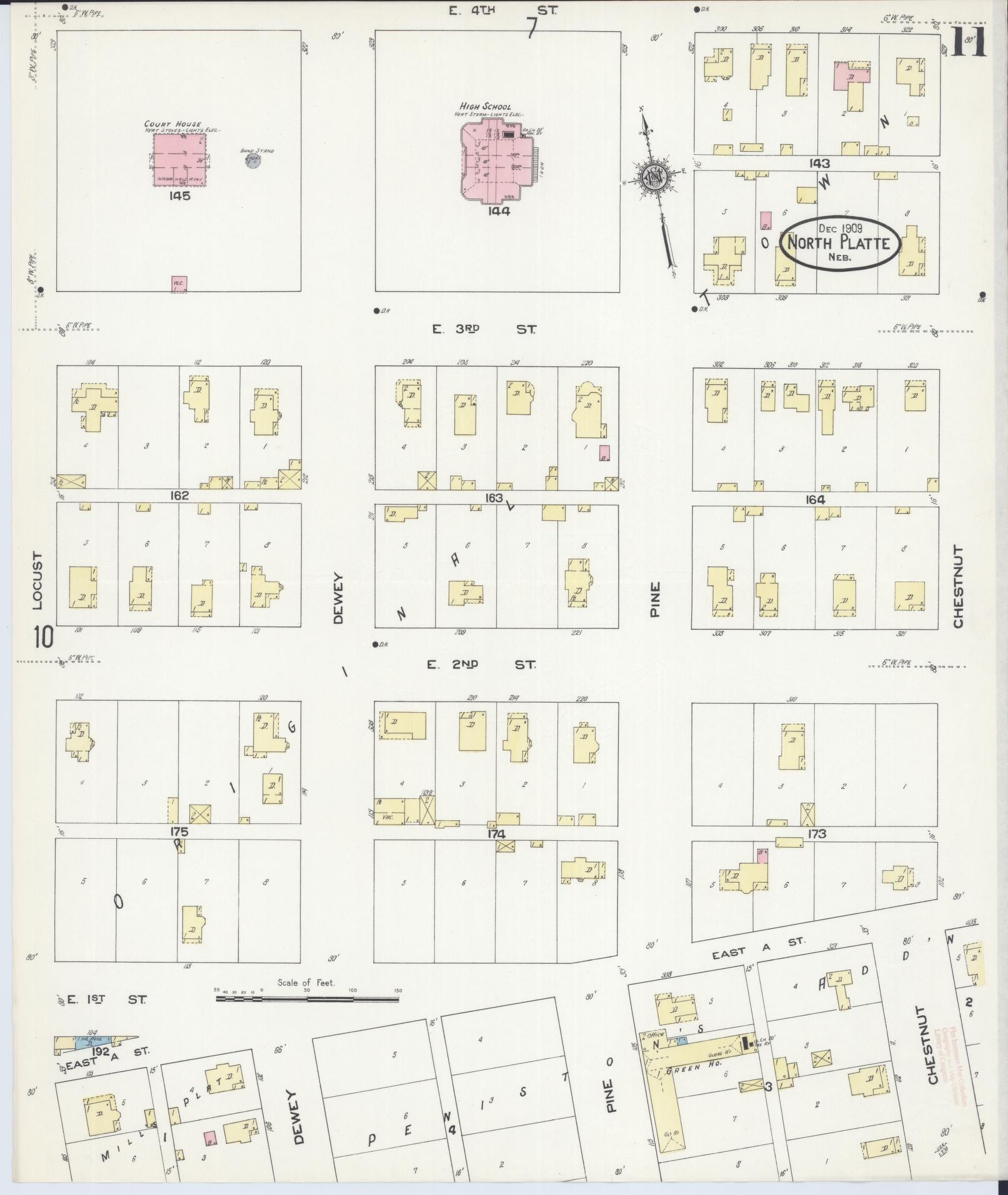 Sanborn Fire Insurance Map from North Platte, Lincoln County, Nebraska (1909), Sheet #0011 - Complete Map Set gallery image, historic Sanborn map, vintage wall art, Nebraska Nebraska