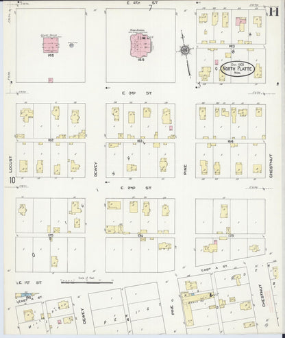Sanborn Fire Insurance Map from North Platte, Lincoln County, Nebraska (1909), Sheet #0011 - Complete Map Set gallery image, historic Sanborn map, vintage wall art, Nebraska Nebraska
