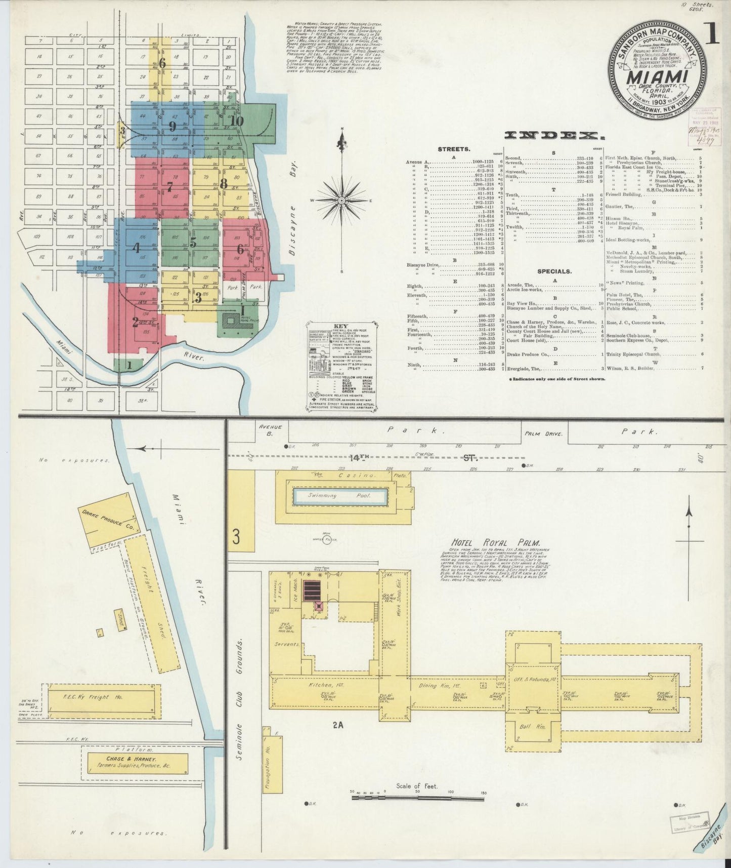 Sanborn Fire Insurance Map from Miami, Dade County, Florida (1903), Sheet #0001 - Complete Map Set gallery image, historic Sanborn map, vintage wall art, Florida Florida