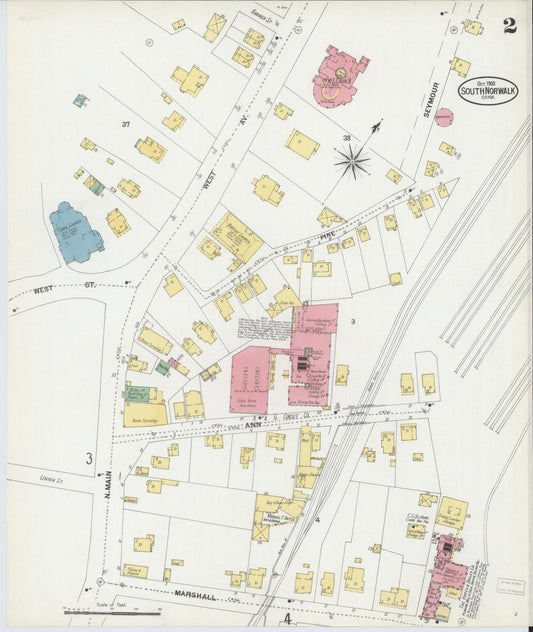 Sanborn Fire Insurance Map from South Norwalk, Fairfield County, Connecticut (1900), Sheet #0002 - Historic Sanborn Fire Insurance Map Print, vintage old map wall art, antique decor, genealogy gift, Connecticut Connecticut map