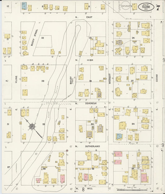 Sanborn Fire Insurance Map from Globe, Gila County, Arizona (1911), Sheet #0007 - Historic Sanborn Fire Insurance Map Print, vintage old map wall art, antique decor, genealogy gift, Arizona Arizona map