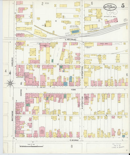 Sanborn Fire Insurance Map from Gettysburg, Adams County, Pennsylvania (1907), Sheet #0005 - Complete Map Set gallery image, historic Sanborn map, vintage wall art, Pennsylvania Pennsylvania