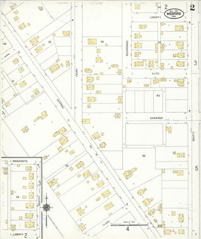 Sanborn Fire Insurance Map from Medford, Jackson County, Oregon (1911), Sheet #0002 - Complete Map Set gallery image, historic Sanborn map, vintage wall art, Oregon Oregon