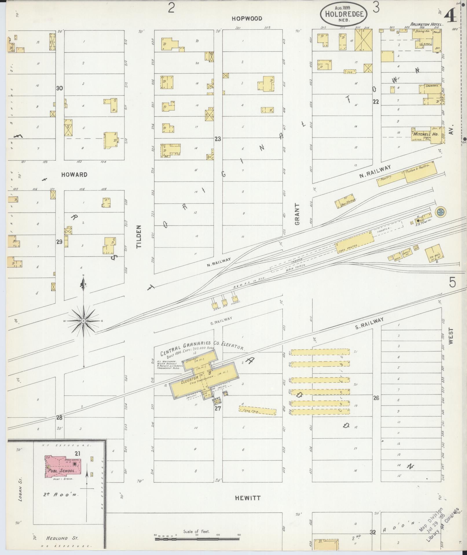 Sanborn Fire Insurance Map from Holdrege, Phelps County, Nebraska (1899), Sheet #0004 - Historic Sanborn Fire Insurance Map Print, vintage old map wall art, antique decor, genealogy gift, Nebraska Nebraska map