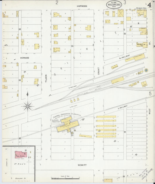 Sanborn Fire Insurance Map from Holdrege, Phelps County, Nebraska (1899), Sheet #0004 - Historic Sanborn Fire Insurance Map Print, vintage old map wall art, antique decor, genealogy gift, Nebraska Nebraska map