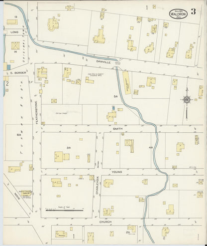 Sanborn Fire Insurance Map from Waldron, Scott County, Arkansas (1913), Sheet #0003 - Complete Map Set gallery image, historic Sanborn map, vintage wall art, Arkansas Arkansas