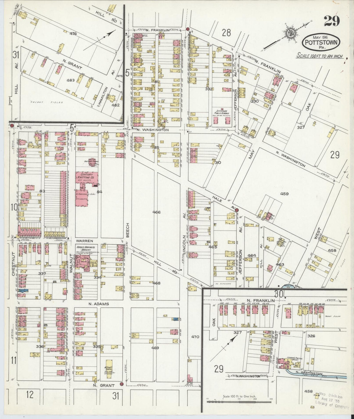 Sanborn Fire Insurance Map from Pottstown, Montgomery County, Pennsylvania (1916), Sheet #0029 - Complete Map Set gallery image, historic Sanborn map, vintage wall art, Pennsylvania Pennsylvania