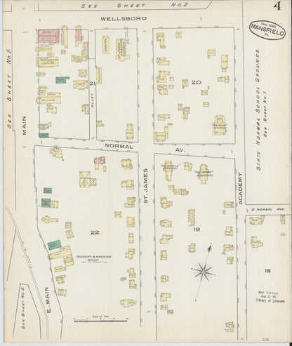 Sanborn Fire Insurance Map from Mansfield, Tioga County, Pennsylvania (1885), Sheet #0004 - Complete Map Set gallery image, historic Sanborn map, vintage wall art, Pennsylvania Pennsylvania