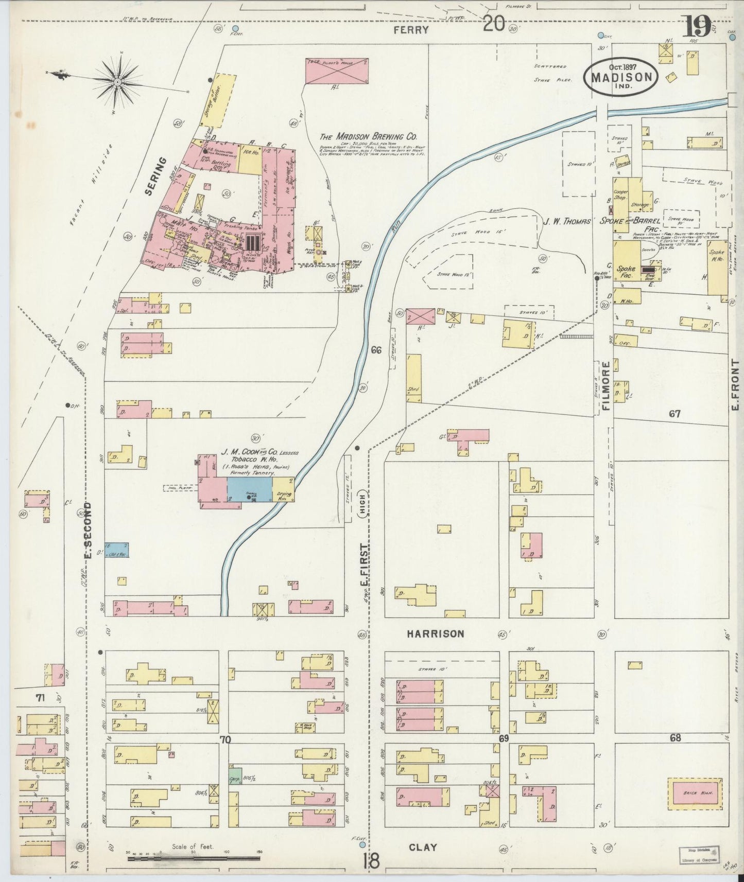 Sanborn Fire Insurance Map from Madison, Jefferson County, Indiana (1897), Sheet #0019 - Complete Map Set gallery image, historic Sanborn map, vintage wall art, Indiana Indiana