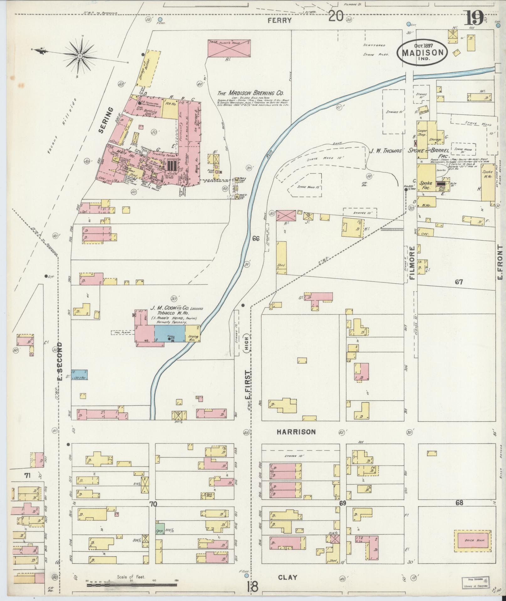 Sanborn Fire Insurance Map from Madison, Jefferson County, Indiana (1897), Sheet #0019 - Complete Map Set gallery image, historic Sanborn map, vintage wall art, Indiana Indiana