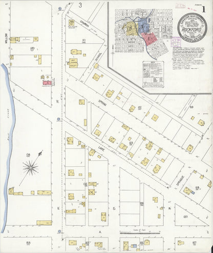 Sanborn Fire Insurance Map from Rockford, Spokane County, Washington (1908), Sheet #0001 - Complete Map Set gallery image, historic Sanborn map, vintage wall art, Washington Washington